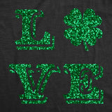 Womens Love Clover Glitter Tshirt Cute Saint Patrick's Day Parade 4 Leaf Graphic Novelty Tee For Ladies