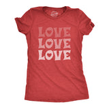 Womens Love Love Love Tshirt Cute Hearts Valentines Day Graphic Novelty Tee For Ladies