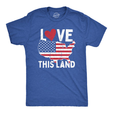 Mens Love This Land T Shirt Awesome Party Patriotic United States Flag Graphic Tee For Guys