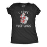 Womens I Love Yule Logs T Shirt Funny Xmas Santa Claus Pooping Joke Tee For Ladies