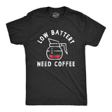 Mens Low Battery Need Coffee T Shirt Funny Sarcastic Low Power Bar Tee for Guys