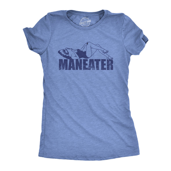 Womens Maneater T Shirt Funny Sexy Dangerous Shark Joke Tee For Ladies