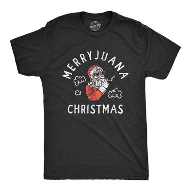 Mens Merryjuana Christmas T Shirt Funny Xmas Party 420 Santa Joint Tee For Guys