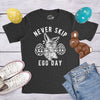 Mens Never Skip Egg Day T Shirt Funny Easter Bunny Work Out Joke Novelty Tee For Guys