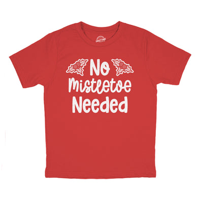 Youth No Mistletoe Needed Tshirt Funny Christmas Kiss Graphic Novelty Tee For Children