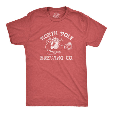 Mens North Pole Brewing Co T Shirt Funny Xmas Beer Company Santa Drinking Tee For Guys