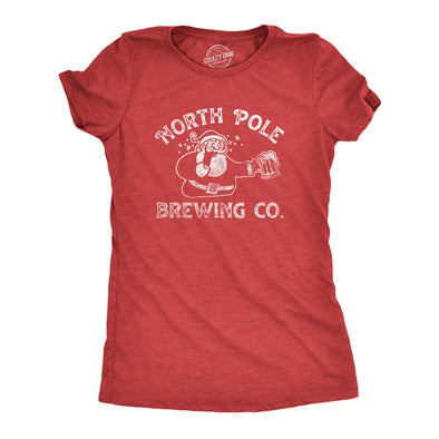 Womens North Pole Brewing Co T Shirt Funny Xmas Beer Company Santa Drinking Tee For Ladies