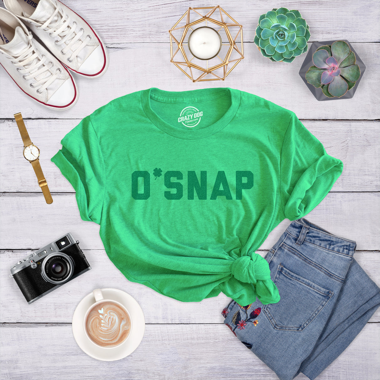 Womens O Snap T Shirt Funny Shamrock Saint Patricks Day Irish St Patty Tee Her