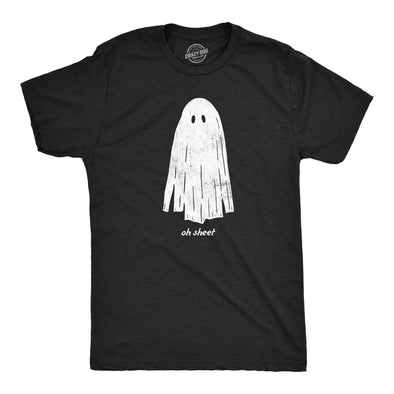Mens Oh Sheet T Shirt Funny Spooky Halloween Party Ghost Bedsheet Joke Tee For Guys