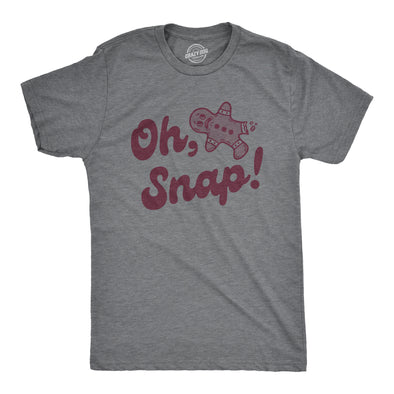 Mens Oh Snap T Shirt Funny Xmas Gingerbread Cookie Broken Leg Tee For Guys