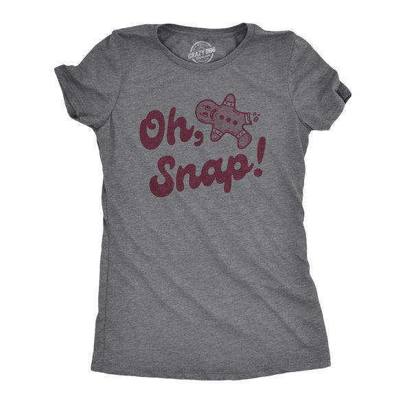 Womens Oh Snap T Shirt Funny Xmas Gingerbread Cookie Broken Leg Tee For Ladies