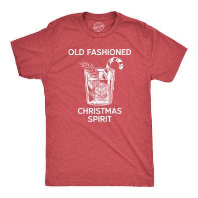 Mens Old Fashioned Christmas Spirit Tee Funny Xmas Mixed Drink Lovers Tee For Guys