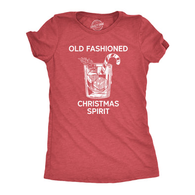 Womens Old Fashioned Christmas Spirit Tee Funny Xmas Mixed Drink Lovers Tee For Ladies