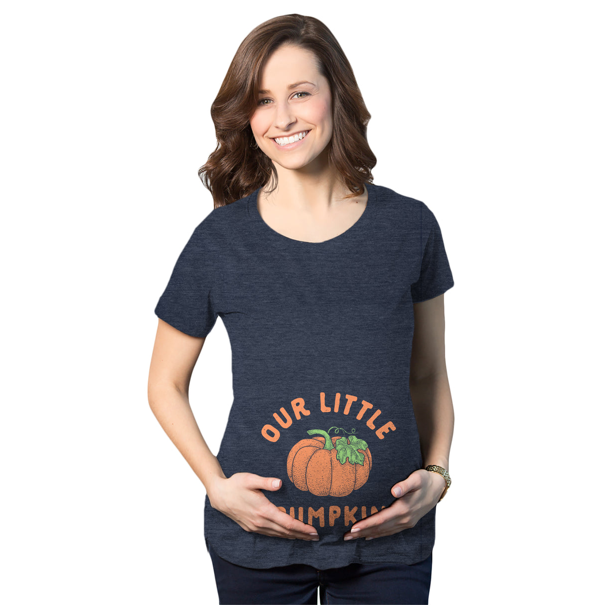 Our Little Pumpkin Maternity T Shirt Cute Pregancy Announcement Baby Shower Graphic Tee