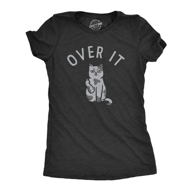 Womens Over It T Shirt Funny Pissed Off Middle Finger Angry Kitten Tee For  Ladies