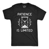 Mens Patience Is Limited T Shirt Funny Saying Nerdy Tee Sarcasm Humor Gag Gift