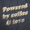 Mens Powered By Coffee And Love T Shirt Funny Retro Graphic Fun Novelty Tee For Guys