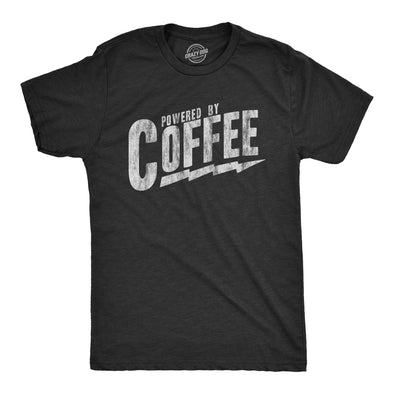 Mens Powered By Coffee T Shirt Funny Sarcastic Cool Saying Vintage Graphic Tee