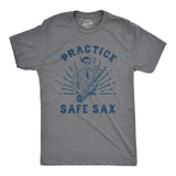 Mens Practice Safe Sax T Shirt Funny Sarcastic Sex Saxophone Joke Graphic Tee For Guys