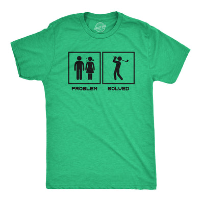 Mens Problem Solved T Shirt Funny Sarcastic Married Golf Lover Graphic Novelty Tee For Guys