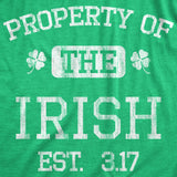 Mens Property Of The Irish T Shirt Funny St Patricks Day Cool Saint Paddy Tee Outfit Graphic