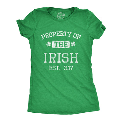 Womens Property Of The Irish T Shirt Funny St Patricks Day Cool Saint Paddy Tee Outfit Graphic