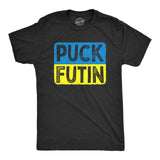 Mens Puck Futin T Shirt Cool Ukrainian Flag Support Anti-Putin Graphic Tee For Guys