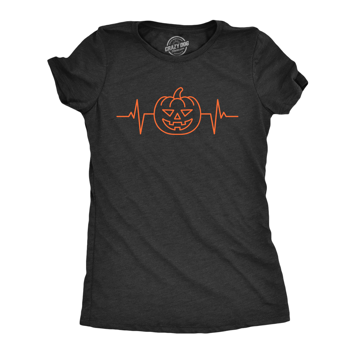 Womens Pumkpin Heart Beat T Shirt Funny Cool Halloween Jack O Lantern Pulse Tee For Ladies