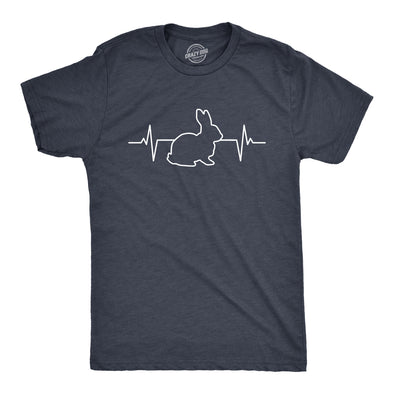 Mens Rabbit Heart Beat T Shirt Funny Cool Easter Bunny Pulse Monitor Tee For Guys