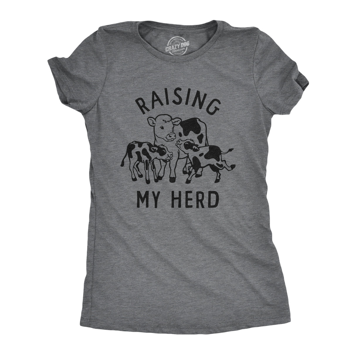 Womens Raising My Herd T Shirt Funny Cute Mother Cow Calf Tee For Ladies