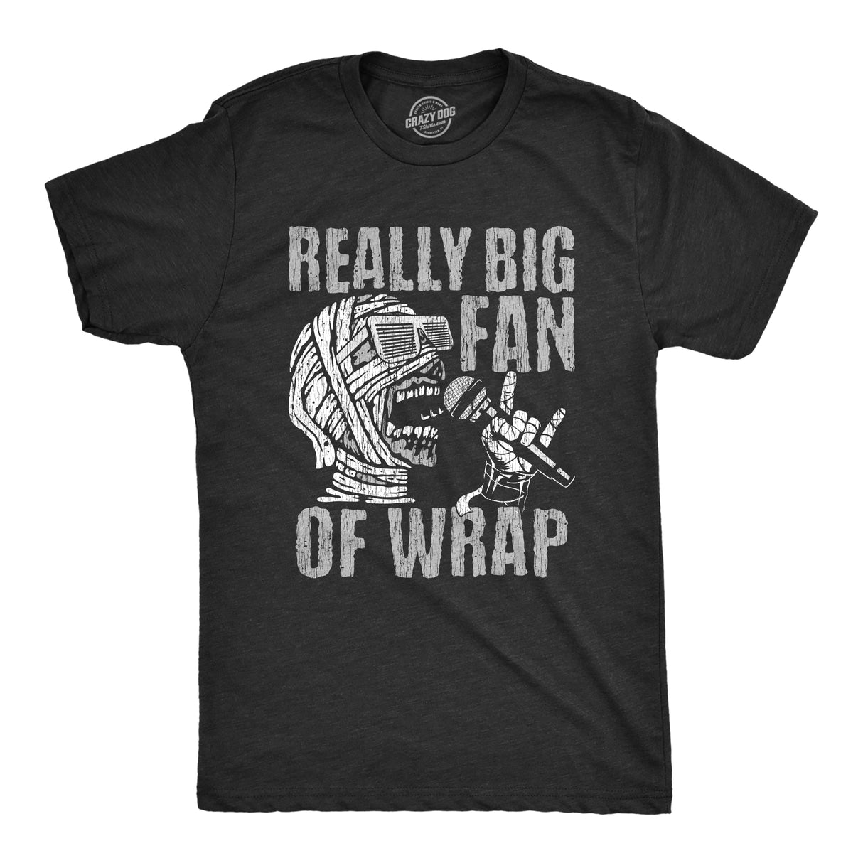 Mens Really Big Fan Of Wrap T Shirt Funny Halloween Party Mummy Rap Joke Tee For Guys