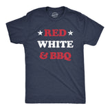 Mens Red White And BBQ T Shirt Funny Patriotic Barbecue Text Tee For Guys