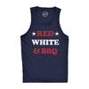 Mens Red White And BBQ Fitness Tank Funny Patriotic Barbecue Text Shirt For Guys