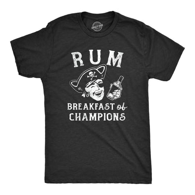 Mens Rum Breakfast Of Champions T Shirt Funny Drunk Pirate Joke Tee For Guys