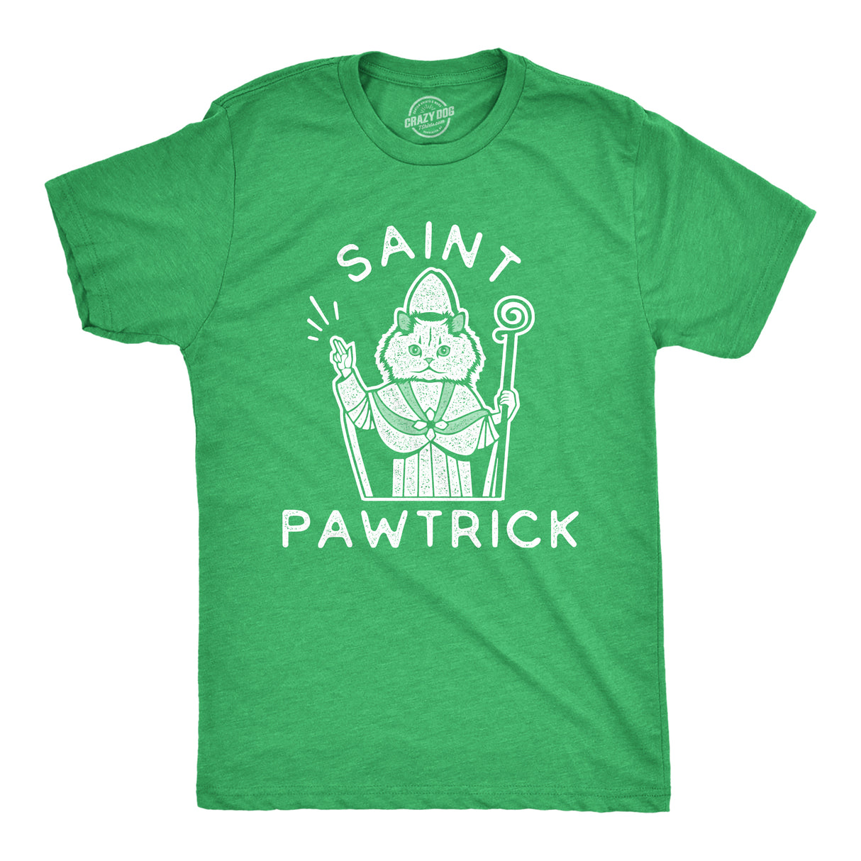 Mens Saint Pawtrick Tshirt Funny St. Paddy's Day Parade Cat Graphic Novelty Tee For Guys