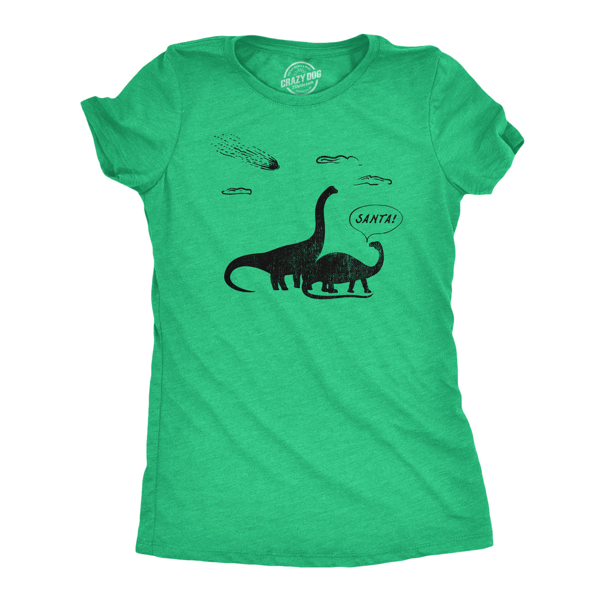 Womens Santa Dinosaurs T Shirt Funny Xmas Dino Meteor Extinction Joke Tee For Ladies