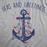 Womens Seas And Greetings T Shirt Funny Xmas Lights Sailing Anchor Joke Tee For Ladies