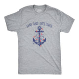 Mens Seas And Greetings T Shirt Funny Xmas Lights Sailing Anchor Joke Tee For Guys