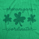 Womens Shenanigans Coordinator Tshirt Funny Saint Patrick's Day Parade Graphic Novelty Tee For Ladies