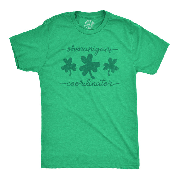 Mens Shenanigans Coordinator Tshirt Funny Saint Patrick's Day Parade Graphic Novelty Tee For Guys