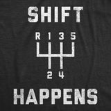 Mens Shift Happens T Shirt Funny Sarcastic Humor Car Guy Mechanic Graphic Tee for Dad