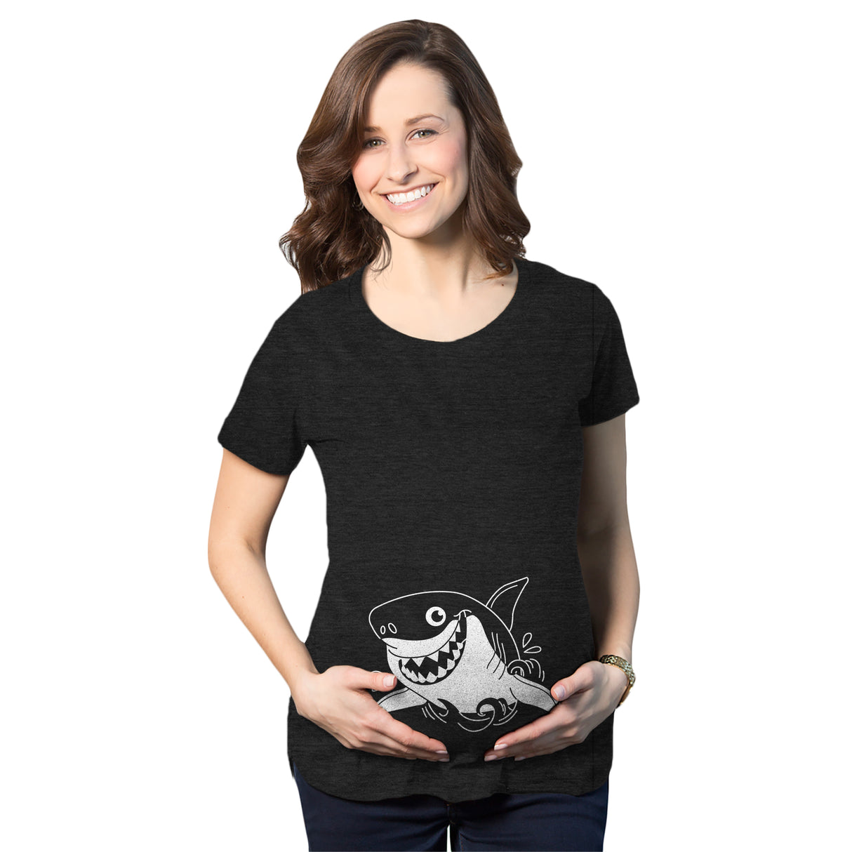 Maternity Smiling Shark Tshirt Funny Occean Fish Vacation Tee