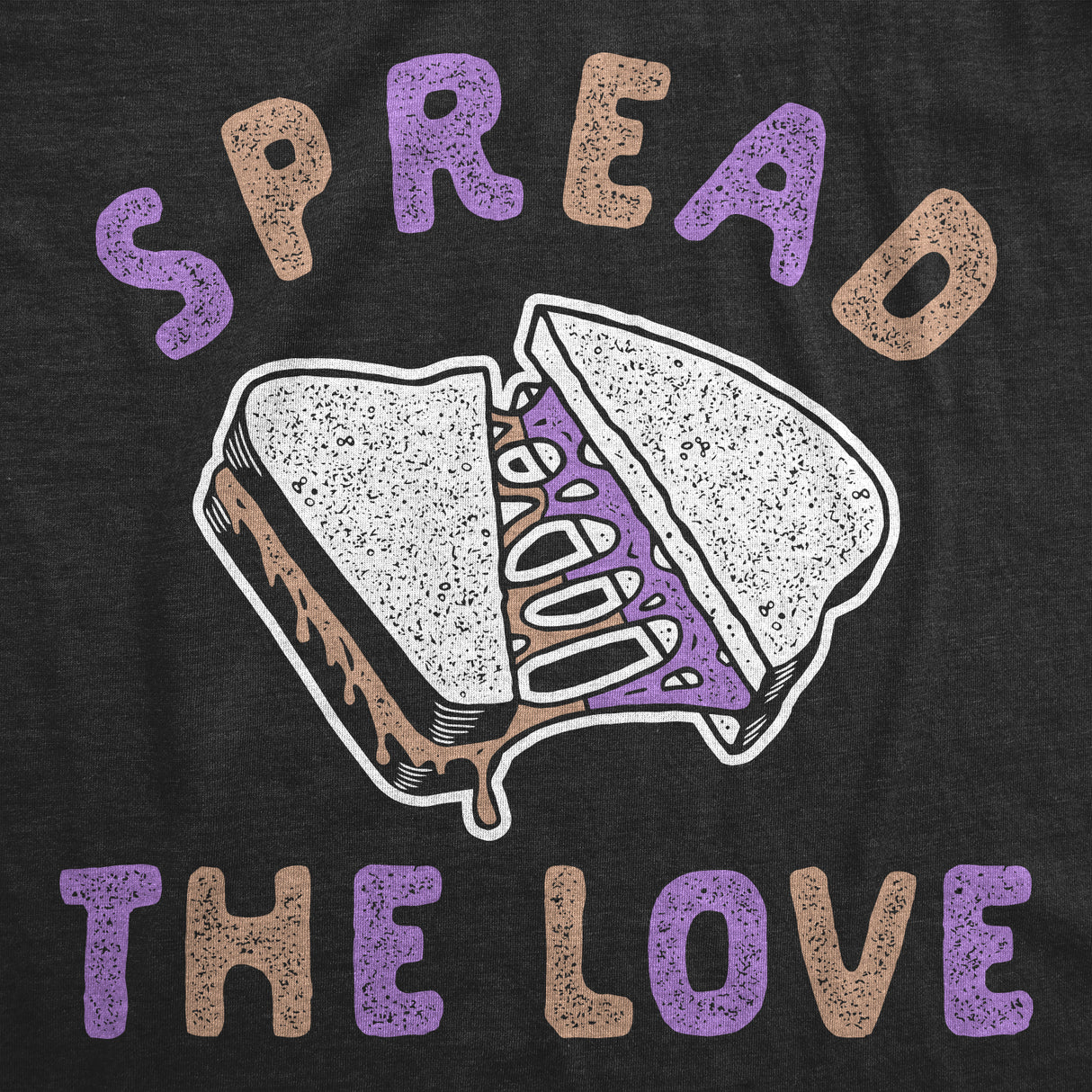 Mens Spread The Love T Shirt Funny Peanut Butter Jelly Sandwich Graphic Tee for Guys