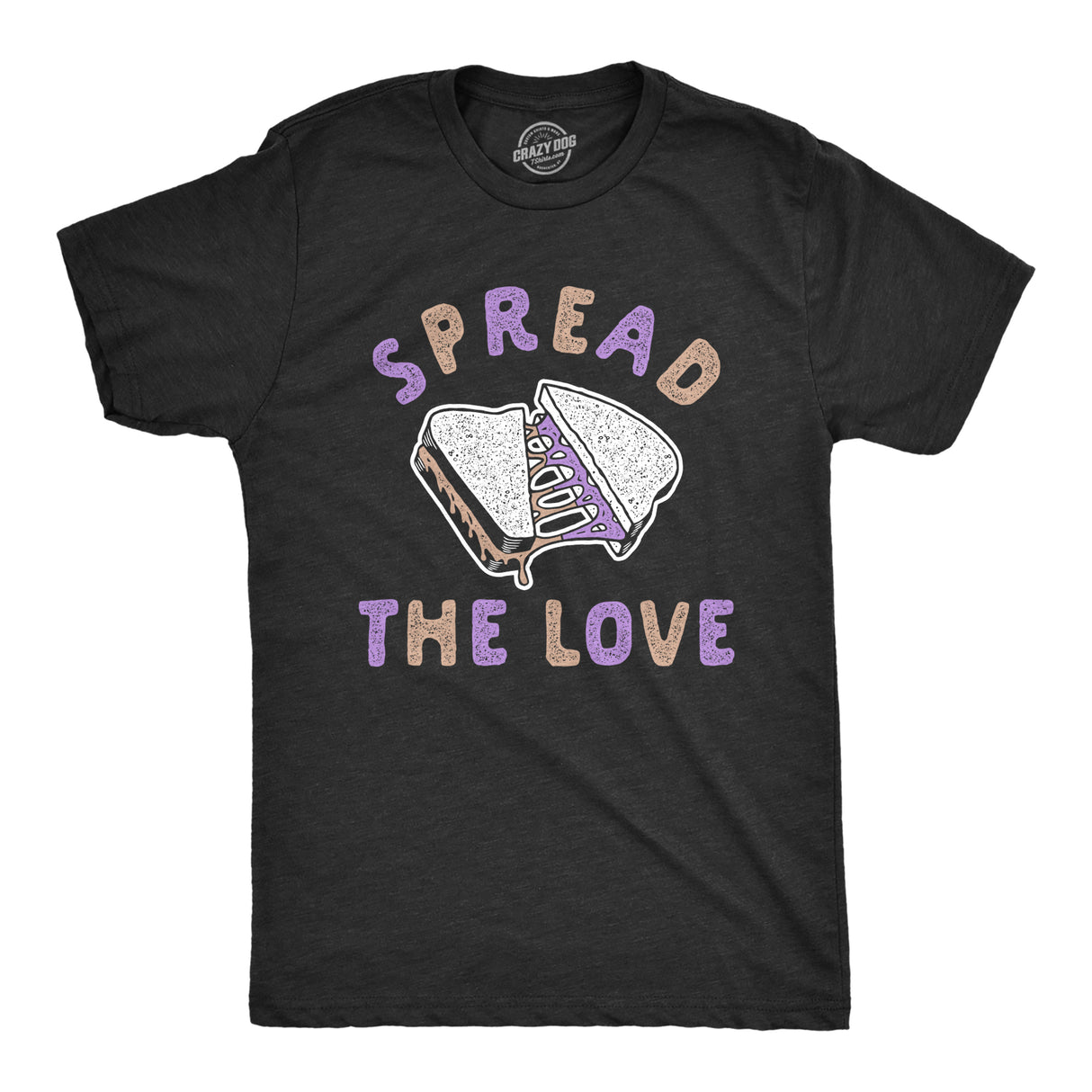 Mens Spread The Love T Shirt Funny Peanut Butter Jelly Sandwich Graphic Tee for Guys