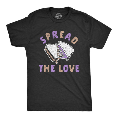Mens Spread The Love T Shirt Funny Peanut Butter Jelly Sandwich Graphic Tee For Guys
