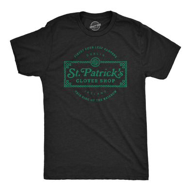 Mens St. Patricks Clover Shop Tshirt Funny Saint Paddy's Day Parade Graphic Novelty Tee For Guys