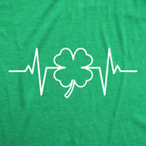 Mens Saint Patrick's Heart Beat Tshirt Funny Pulse Monitor Line Clover St. Paddy's Day Parade Novelty Tee For Guys