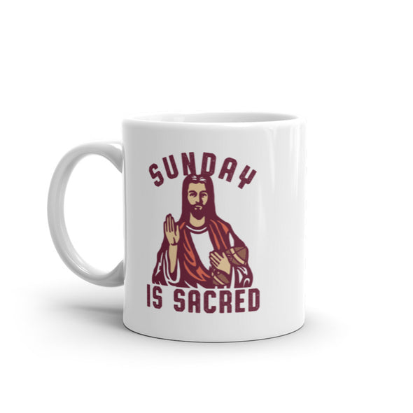 Sunday Is Sacred Mug Funny Football Jesus Graphic Novelty Coffee Cup -11oz