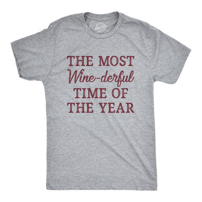 Mens The Most Winederful Time Of The Year T Shirt Funny Xmas Holiday Wine Drinking Lovers Tee For Guys