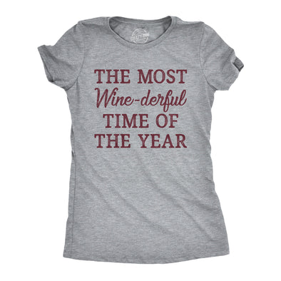Womens The Most Winederful Time Of The Year T Shirt Funny Xmas Holiday Wine Drinking Lovers Tee For Ladies